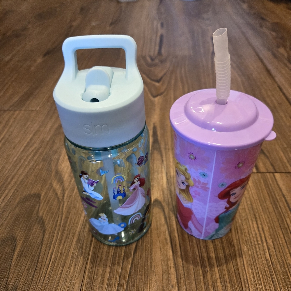 Princess Toddler Cup Bundle Drinking Set 2 Cups Lids Straws Simply Modern Zak